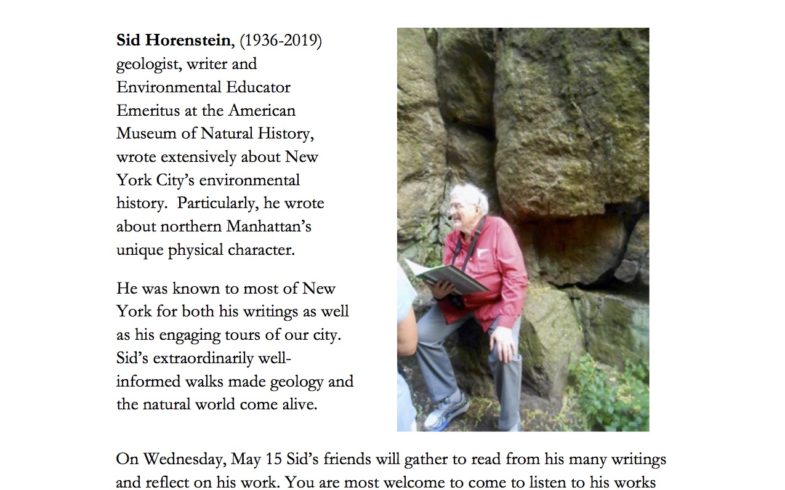 Mid-Week Reading Series • Readings in Memory of Sid Horenstein • Wednesday May 15th @6:30pm